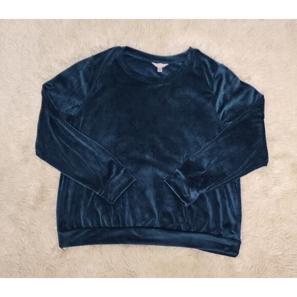 LC Lauren Conrad Women's Velour Crewneck Aqua Plus 2X Top Pants Tracksuit Set - Picture 2 of 9